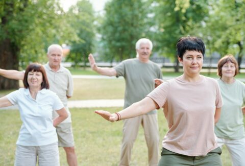 Moving arms at qigong practice