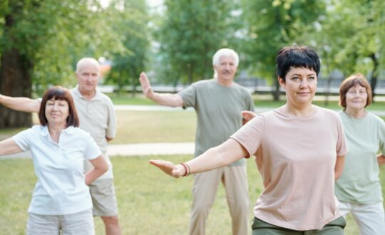 Moving arms at qigong practice